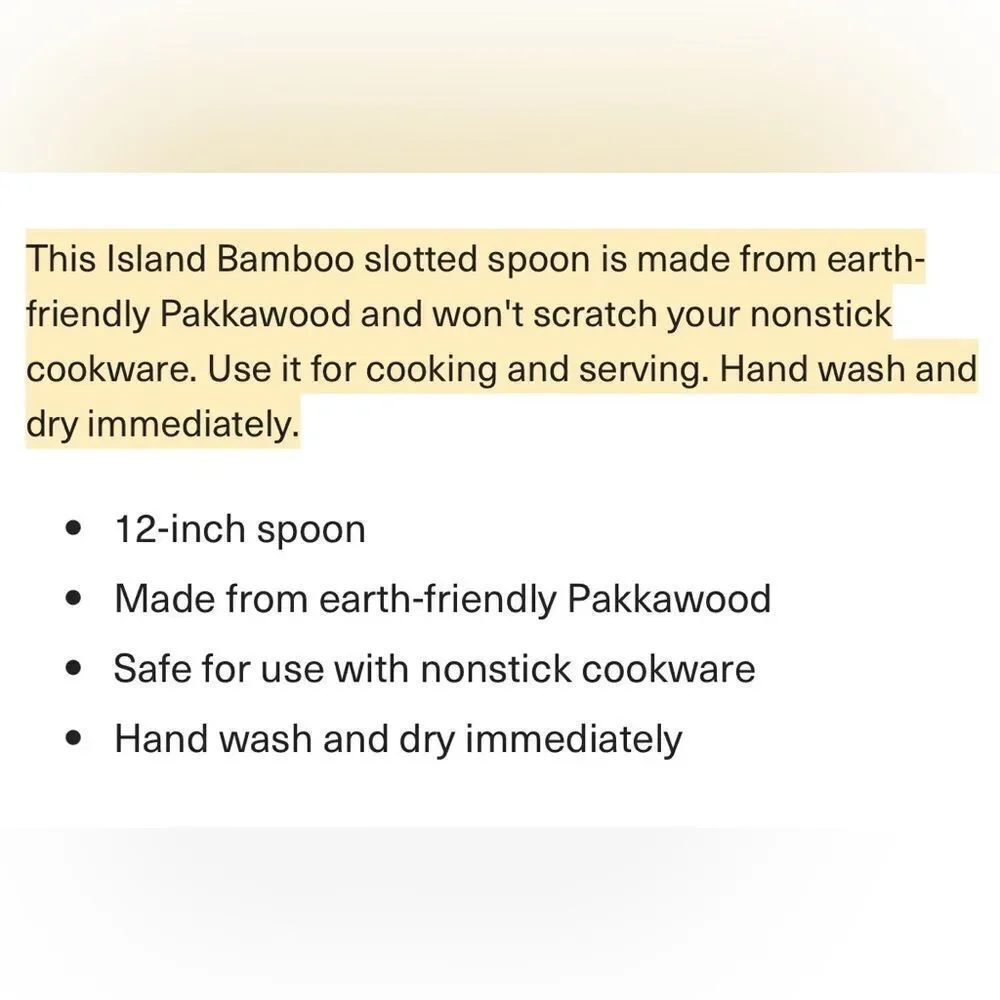 Island Bamboo 12” Natural Brown Ivory Pakka Wood Spoon for All Cookware
